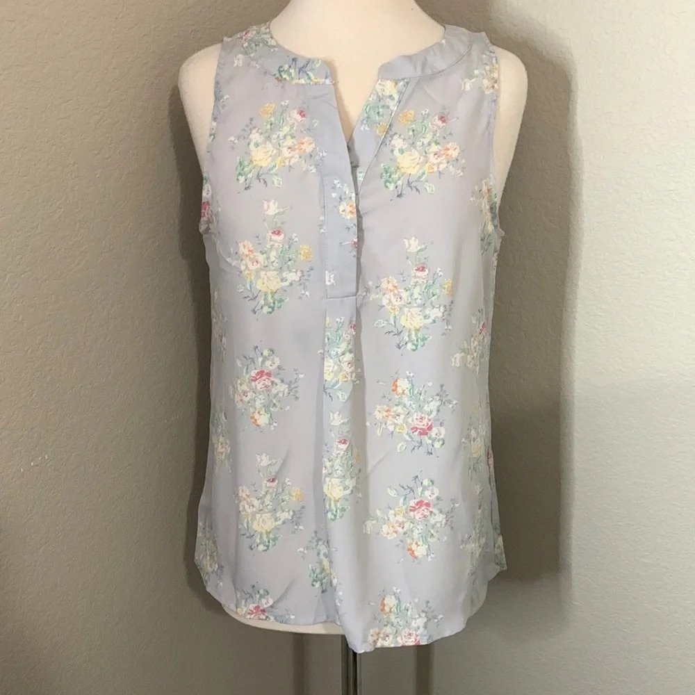 CYNTHIA ROWLEY pastel floral tank blouse